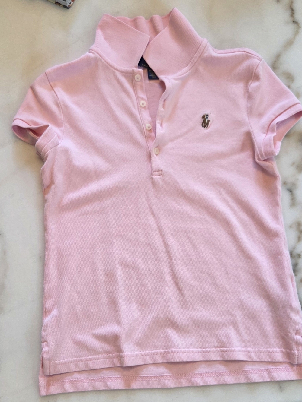 Ralph Lauren Light Pink Girls Polo Shirt with Embroidered Pony